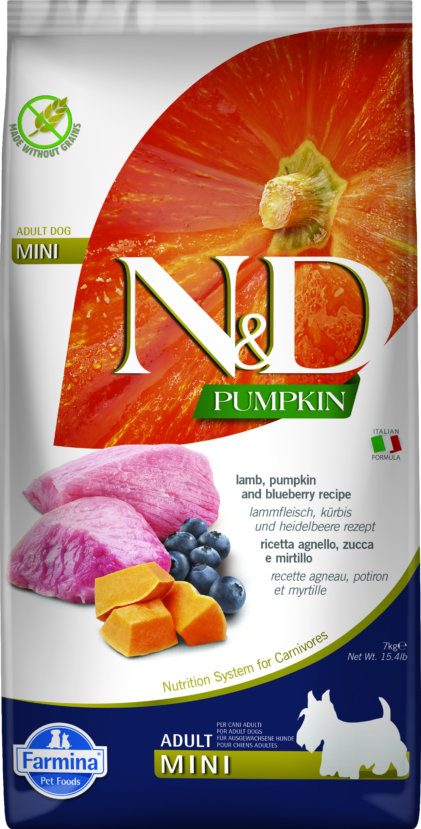 N&D Pumpkin DOG Adult Mini Lamb & Blueberry 7 kg