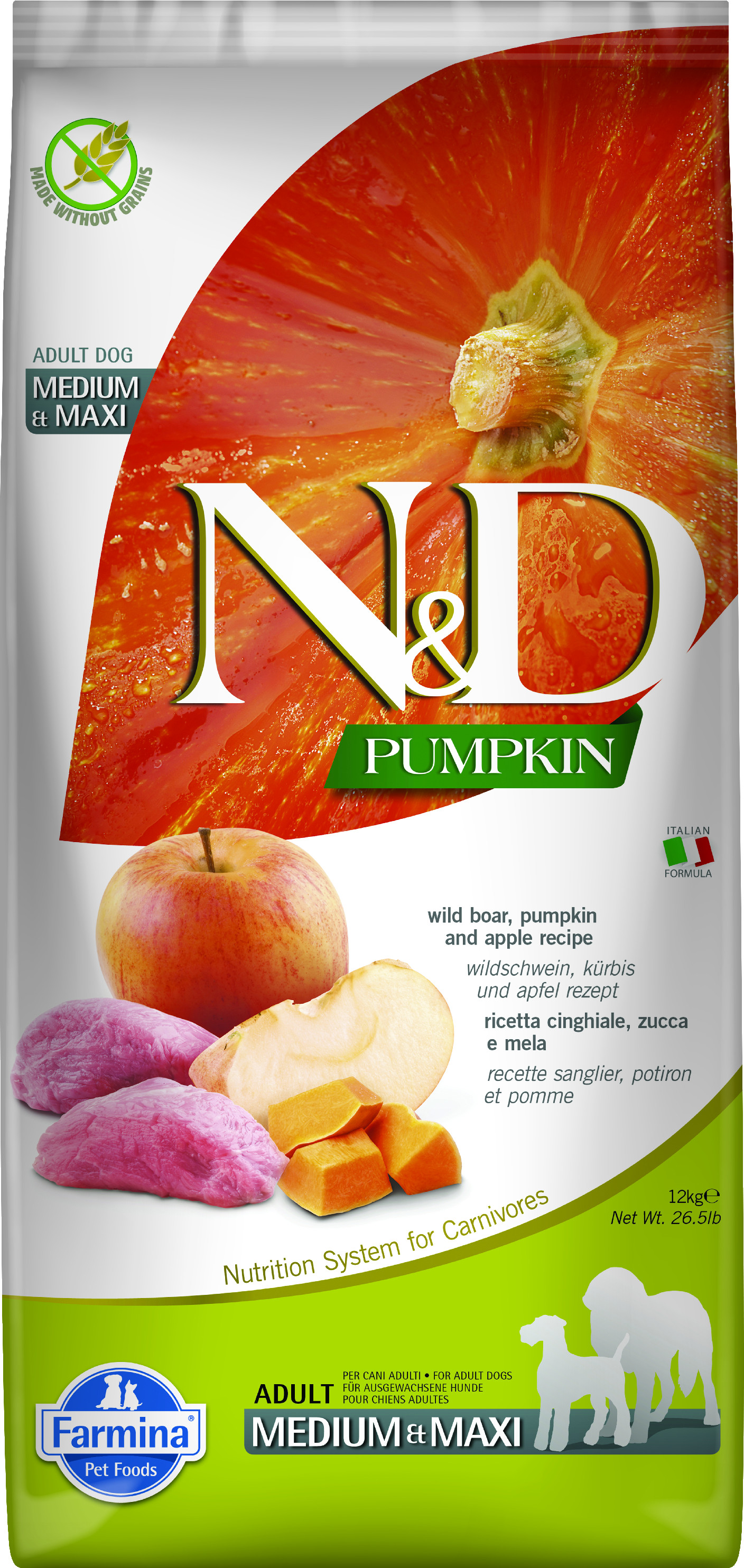 N&D Pumpkin DOG Adult M/L Boar & Apple 12 kg