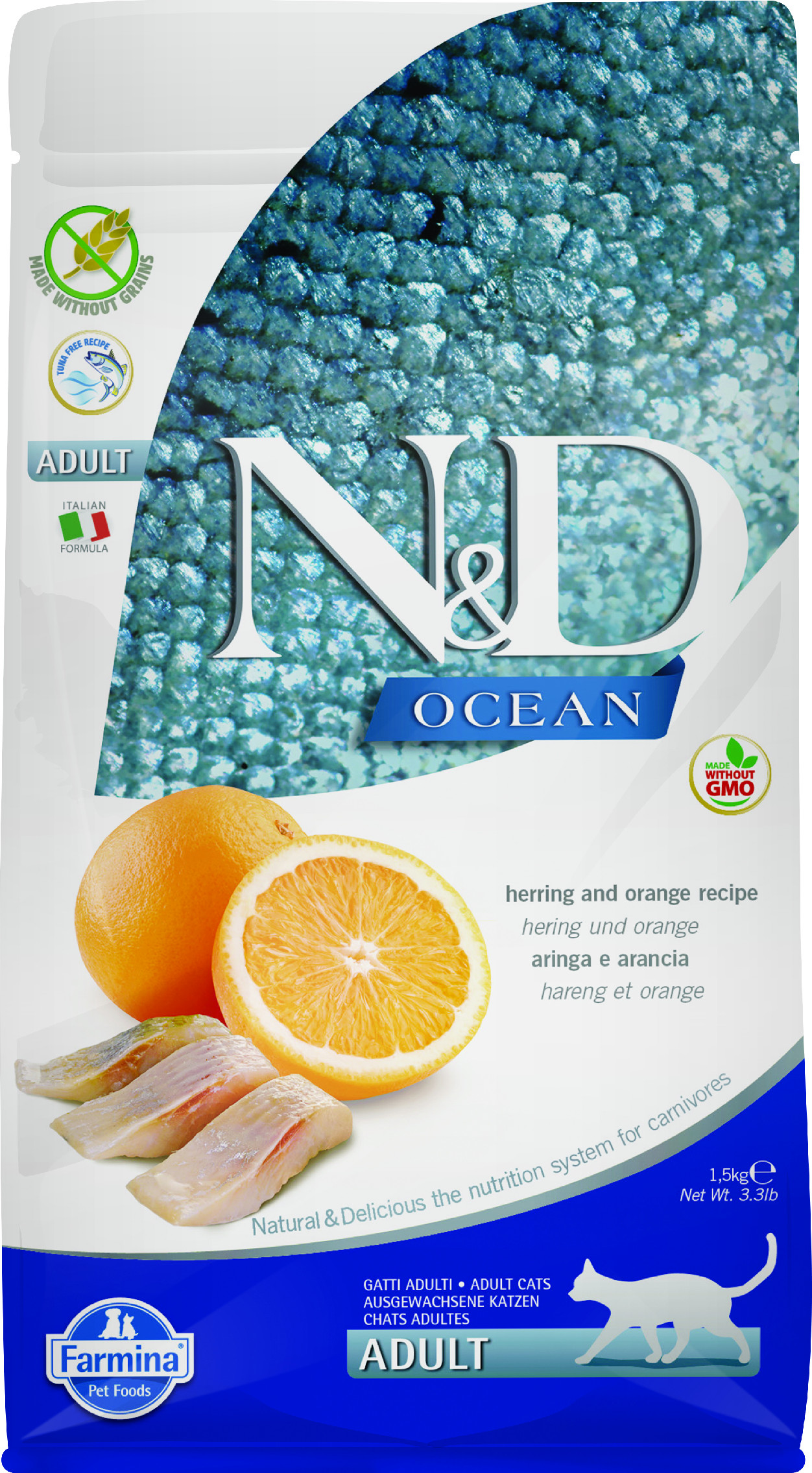 N&D OCEAN CAT Adult Herring & Orange 1,5 kg