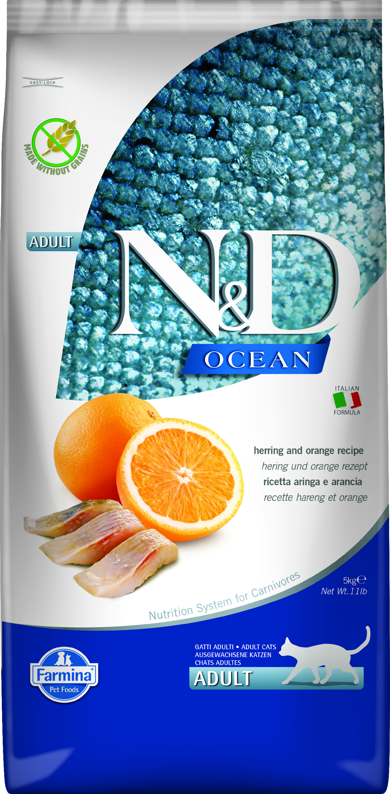 N&D OCEAN CAT Adult Herring & Orange 5 kg