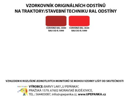 BARVY NA TRAKTORY RAU Originální odstín ČERVENÁ OD ROKU 1999 2-K Polyuretan, SET s tužidlem (Velikost 1,25kg SET)