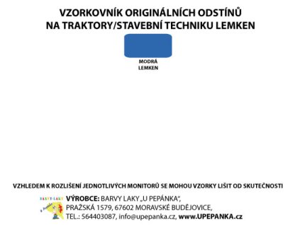 BARVY NA TRAKTORY LEMKEN Originální odstín MODRÁ lesk 2-K Polyuretan, SET s tužidlem (Velikost 1,25kg SET s tužidlem)