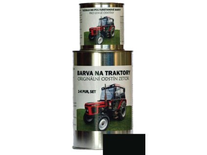 BARVY NA TRAKTORY ZETOR Originální odstín ČERNÁ Pololesk 2-K Polyuretan, SET s tužidlem (Velikost 1,25kg SET)