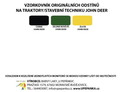 BARVY NA TRAKTOR JOHN DEER Originální odstín ČERNÁ mat 2-K Polyuretan, SET s tužidlem (Velikost 1,25kg SET s tužidlem)