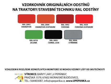BARVY NA TRAKTORY Originální odstín RAL 3020 červená 2-K Polyuretan, SET s tužidlem (Velikost 1,25kg SET)