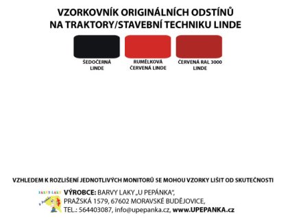 BARVY NA TRAKTORY LINDE Originální odstín ČERVENÁ RAL 3000 lesk 2-K Polyuretan, SET s tužidlem (Velikost 1,25kg SET s tužidlem)