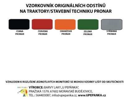 BARVY NA TRAKTORY PRONAR Originalní odstín ČERNÁ lesk 2-K Polyuretan, SET s tužidlem (Velikost 1,25kg SET  s tužidlem)
