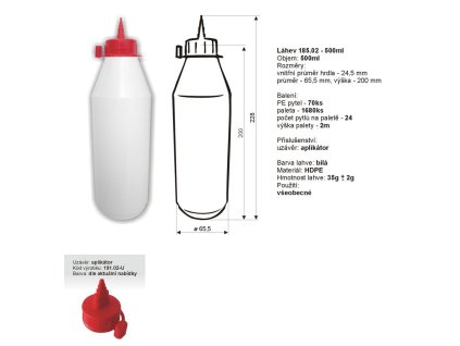Láhev na lepidla PE + aplikátor (Velikost 1 L)