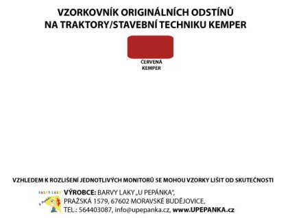 BARVY NA TRAKTORY KEMPER Originální odstín ČERVENÁ 2-K Polyuretan, SET s tužidlem (Velikost 1,25kg SET s tužidlem)