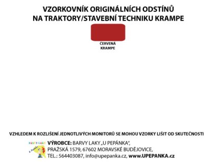 BARVY NA TRAKTORY KRAMPE Originální odstín ČERVENÁ lesk 2-K Polyuretan, SET s tužidlem (Velikost 1,25kg SET s tužidlem)