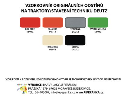 FARBY NA TRAKTORY DEUTZ Originálny odtieň RAL 2004 lesk 2-K Polyuretán, SET s tužidlom (Veľkosť 1,25kg SET s tužidlom)