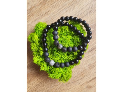 Partnerské náramky černé, Labrodorit a Jaspis