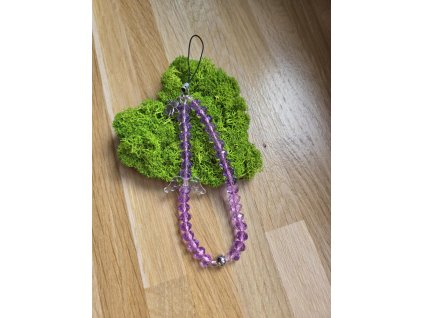 Přívěsek na telefon - šňůrka na zápěstí fialová