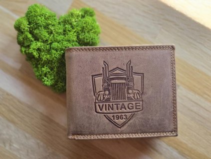 Pánská kožená peněženka s kamionem hnědá