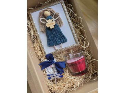 Dárková krabička s macrame, přívěskem a svíčkou ''Děkuj, že jsi''