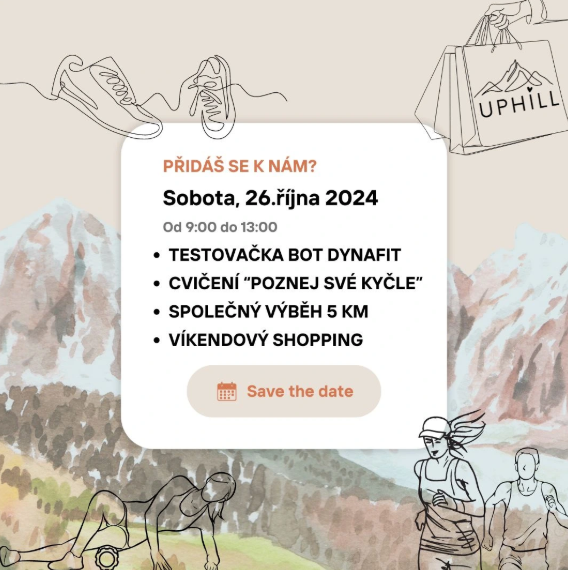 UPHILL testovačka, společný běh a cvičení s Péťou