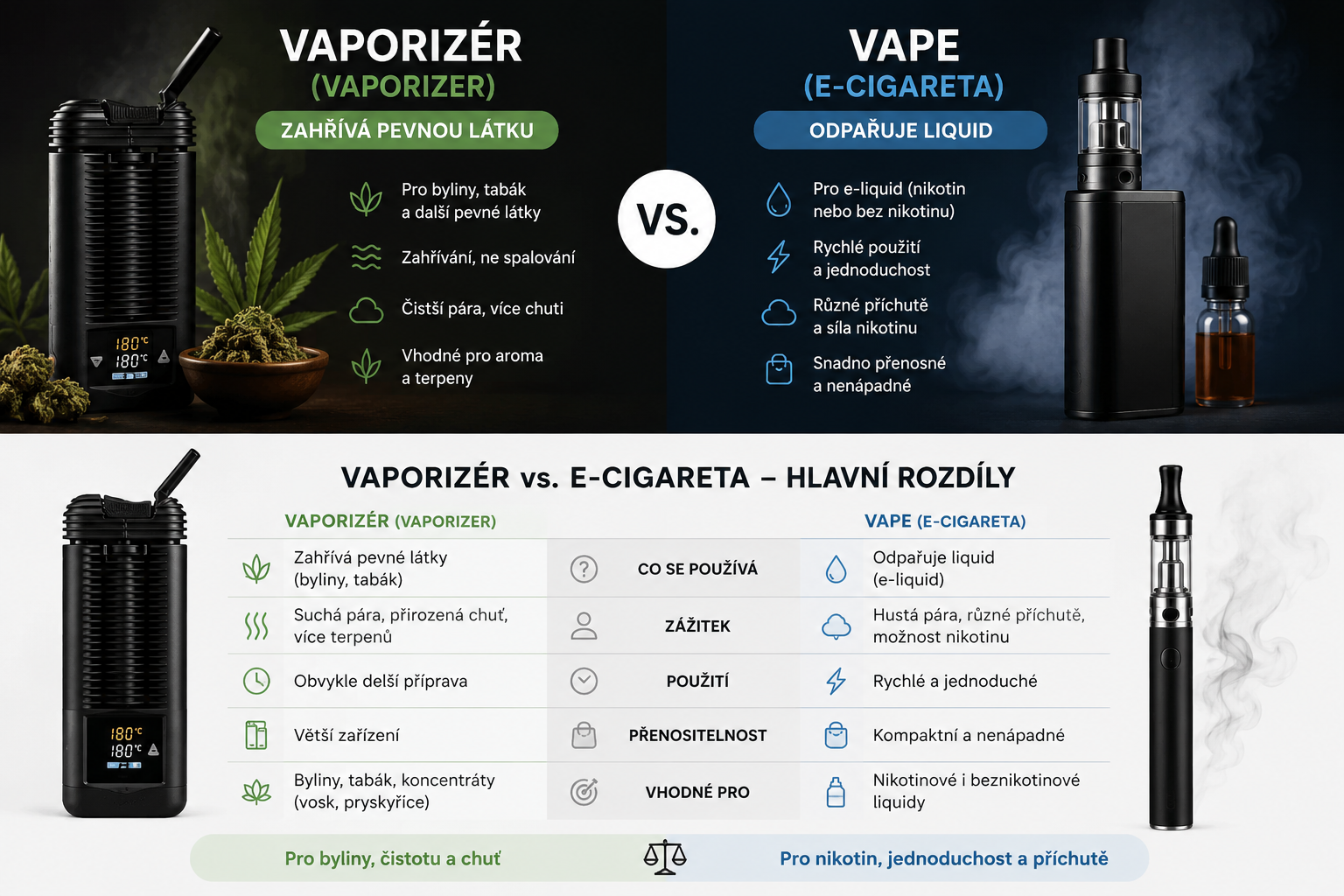 Vaporizér vs e-cigareta infografika