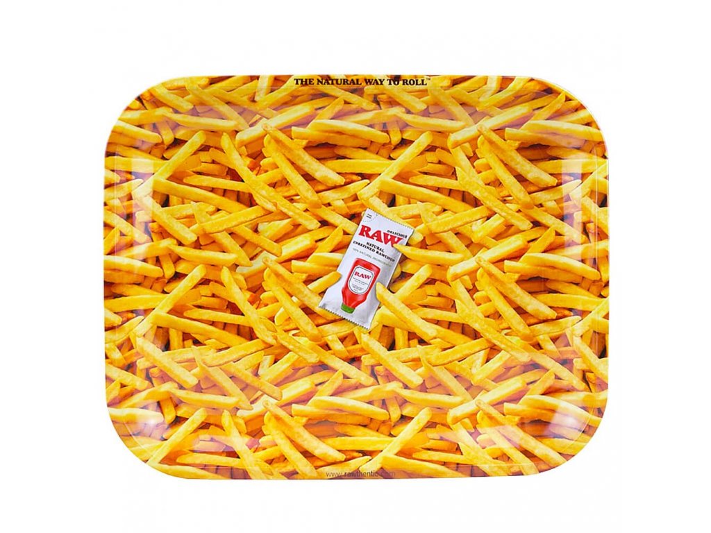 raw french fries rolling tray large