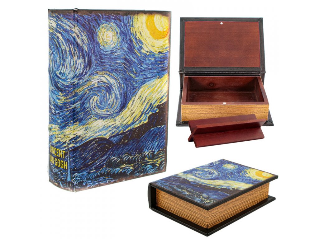 Upinsmoke stash book wooden storage box small starry night LRG