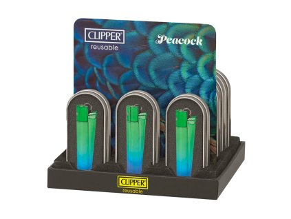 Wholesale Clipper Metal Lighters Peacock 12pcsdisplay