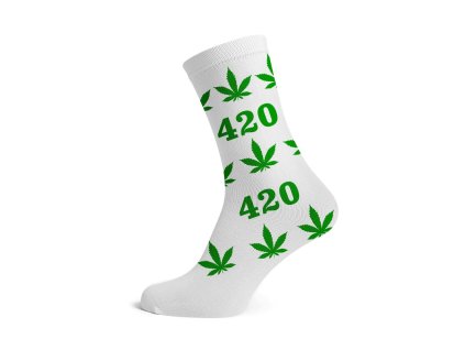 Dlhé ponožky dámske Biela / 420 / Zelená veľ 36-42 7141221575144 36-567