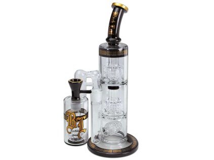 Kufríkový bong Black Leaf s predchladičom a 3x perkolátor 33 cm 4250153646747 36-834
