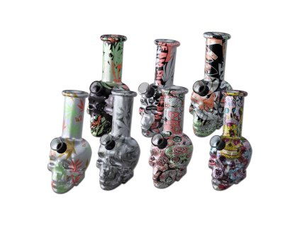 Sklenený mini bong lebka 15 cm 4250153655855 36-862