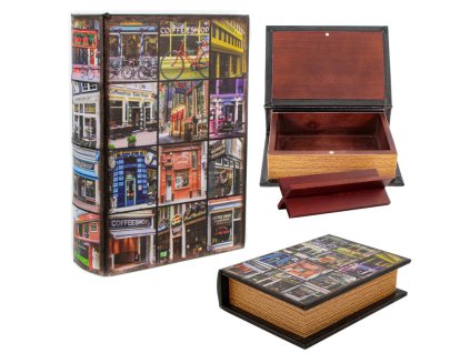 Drevená krabička Stash Book - Coffeeshop 36-904