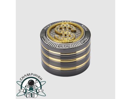 Kovová drvička Champ High® Bling Bling Dollar štvordielna ø50 mm 3661075211240 36-1203