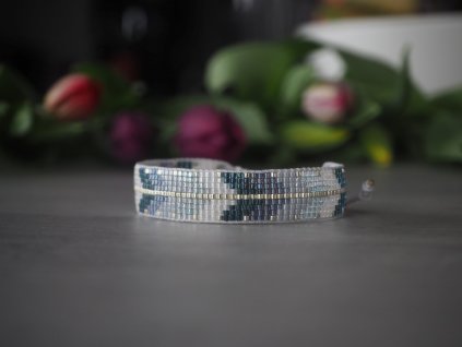 tkany naramek ice queen bilo sedo modro stribrny 1