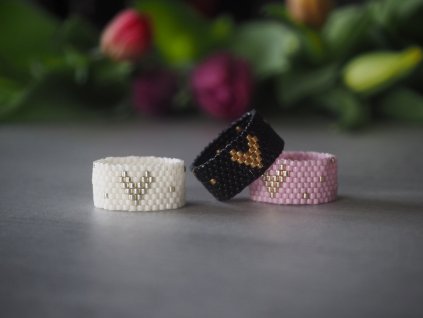 miyuki prsteny dotty hearts stribrna rosegold zlata cerna bila fialkova 4