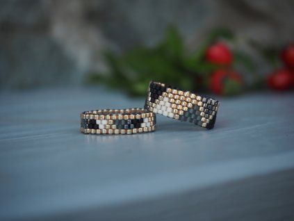 damsky sity miyuki prsten triangles sedo cerno bezovy 3