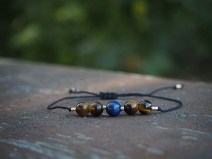 damsky snurkovy mineralni naramek hnede tygri oko lapis lazuli 1