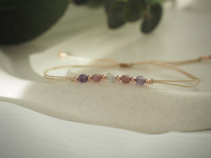 damsky snurkovy naramek chirurgicka ocel labradorit turmalin ametyst 3