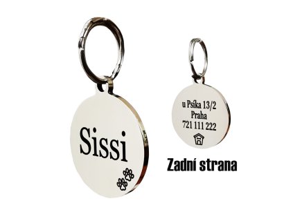 Nerezová známka pro psa Paw s vlastním textem