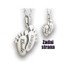 přívěsek dětské nožičky oboustranný popis