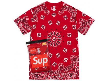 SUPREME X HANES TRIČKO BANDANA RED