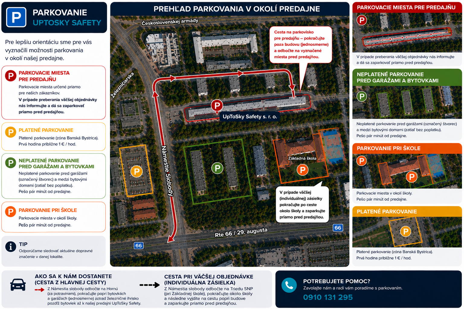 Parkovanie pri predajni UpToSky Safety Banská Bystrica