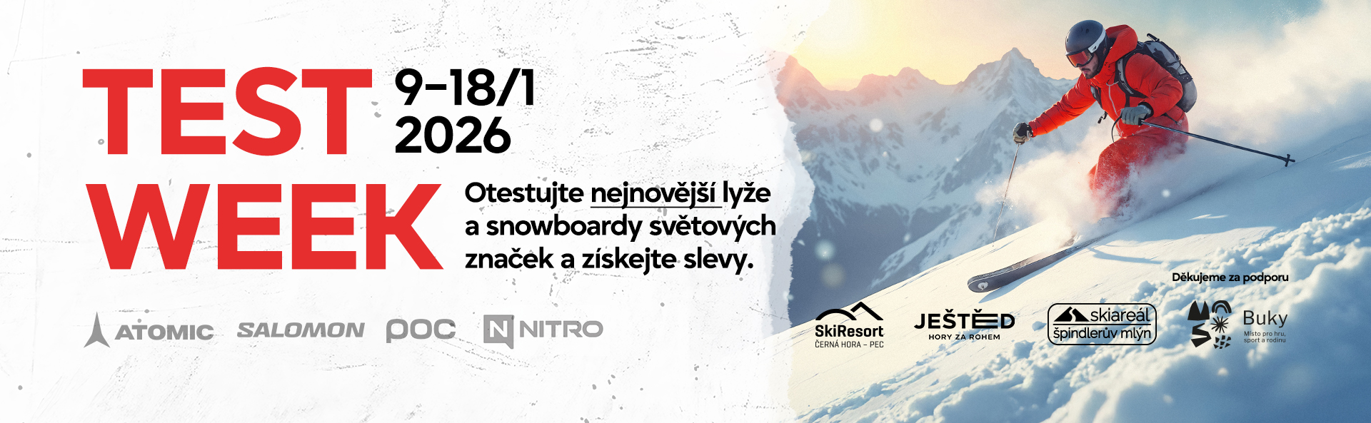 Otestujte novinky Atomic, Salomon, Nitro a POC od 9. do 18. ledna