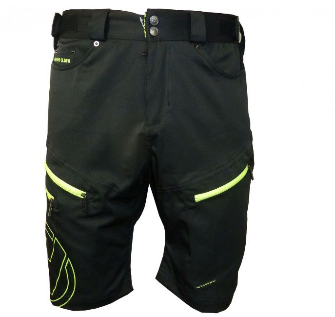 kalhoty krátké pánské HAVEN NAVAHO SLIMFIT černo/zelené s cyklovložkou Velikost: L