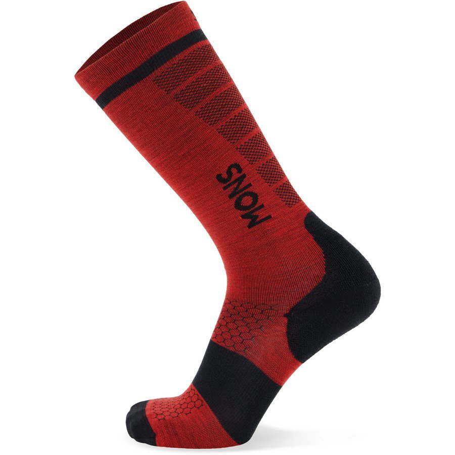 merino ponožky Mons Royale PRO LITE MERINO SNOW SOCK retro red Velikost: L (42-44)