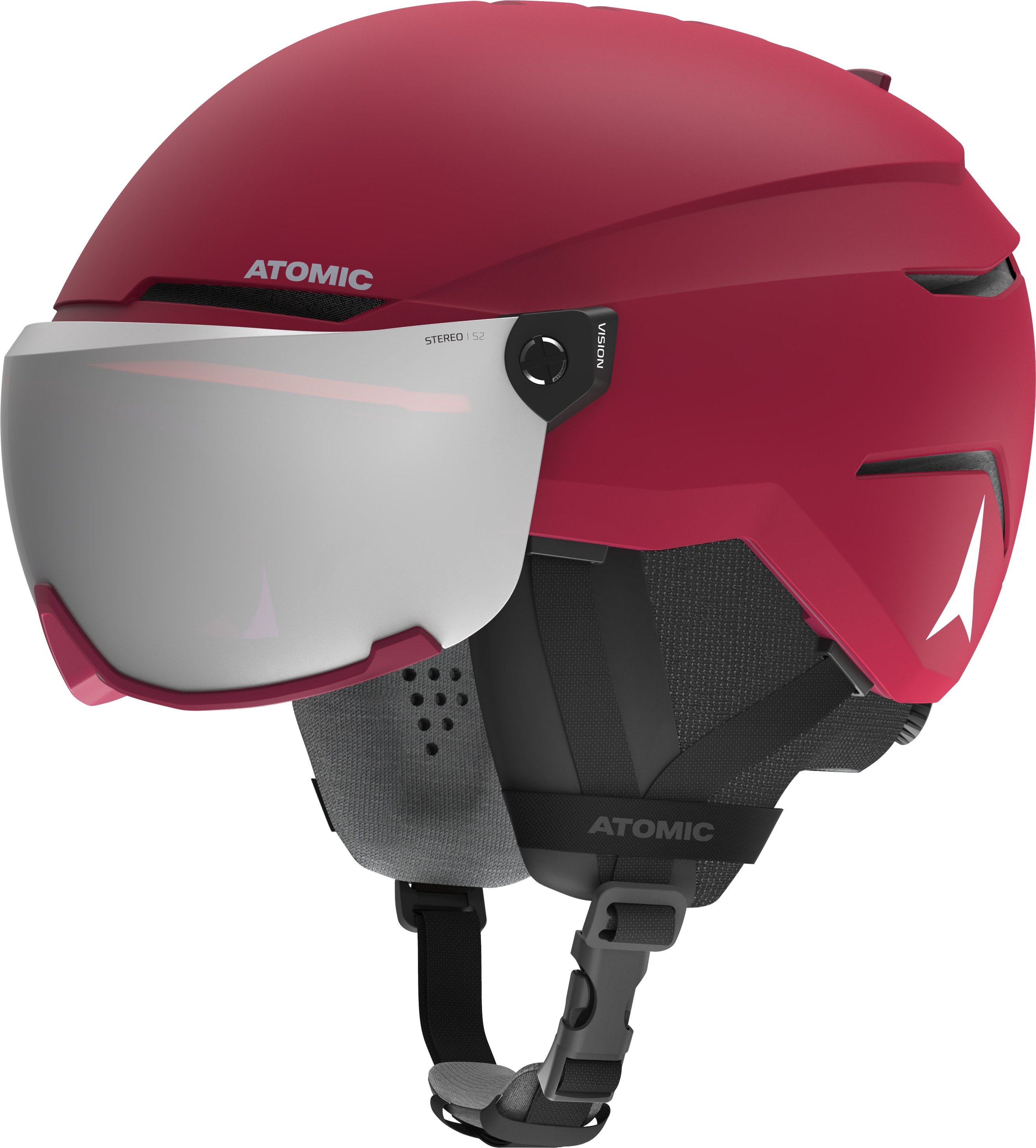 Lyžařská helma Atomic Savor Visor Stereo Dark Red 23/24 Velikost: S (51-55)