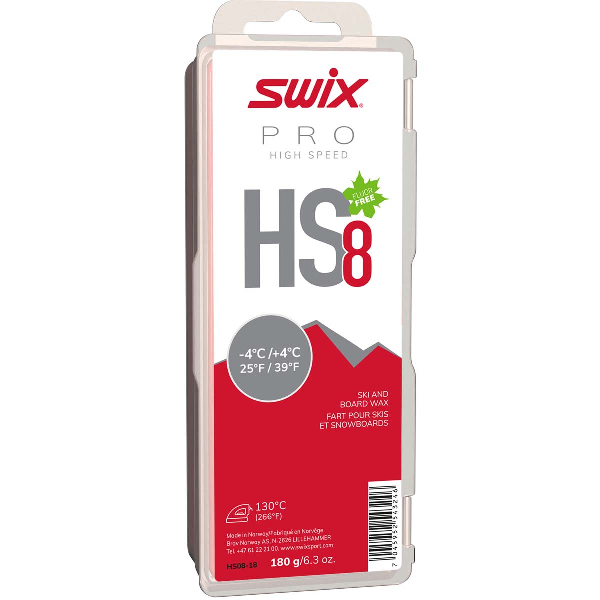 Skluzný vosk Swix High Speed, HS8 červený,-4/+4°C,180g