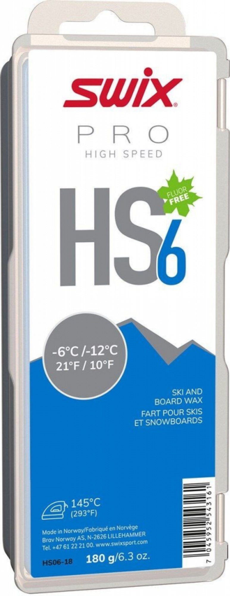 Skluzný vosk Swix High Speed, HS6 modrý, -6°C/-12°C,180g