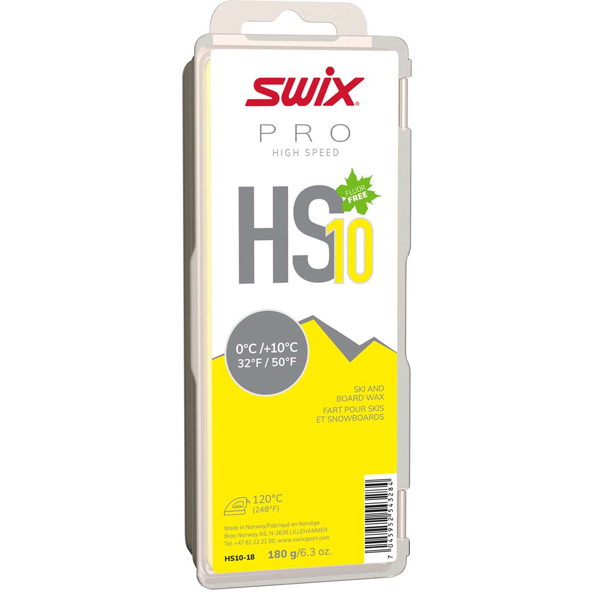 Skluzný vosk Swix High Speed, HS10 žlutý, 0/+10°C,180g