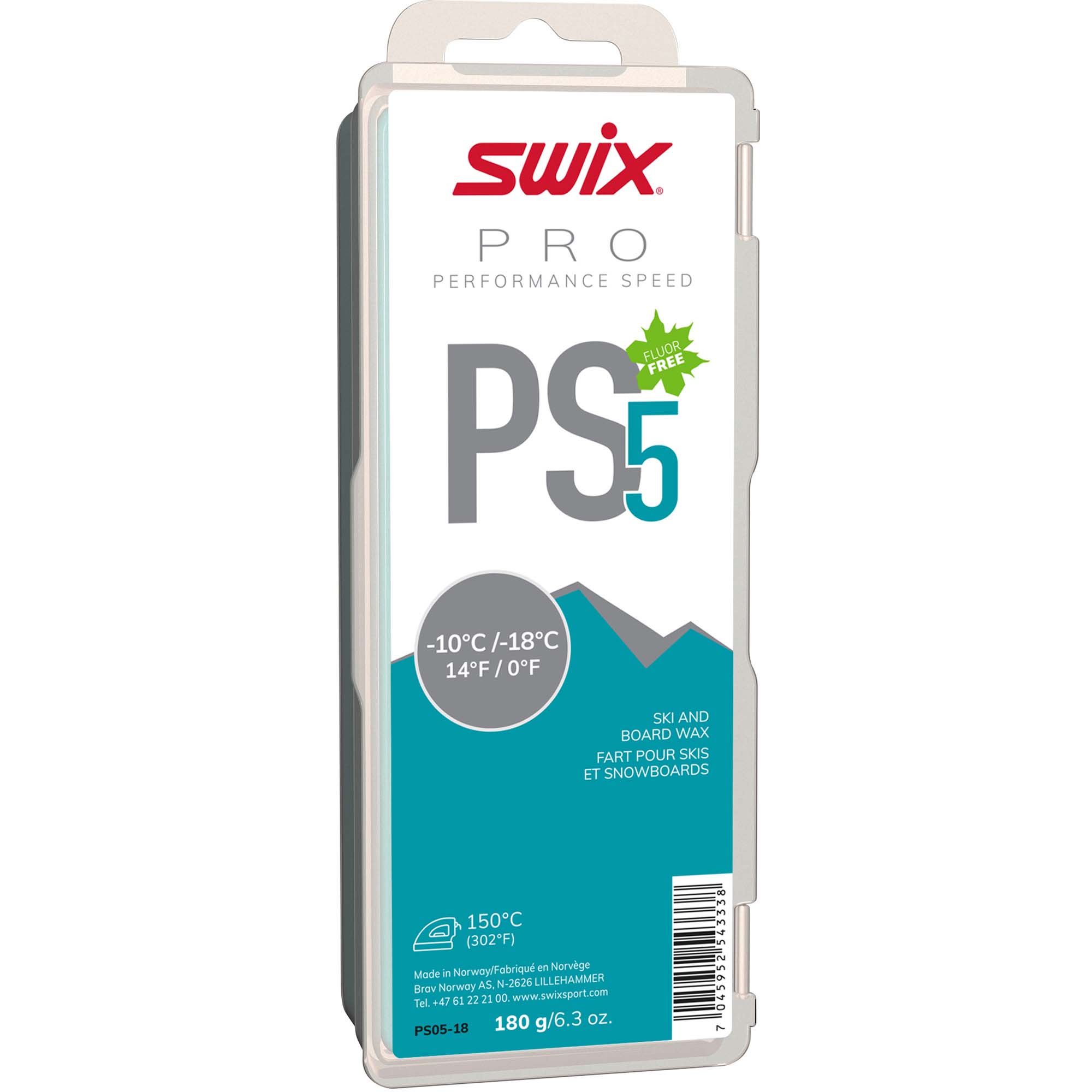 Skluzný vosk Swix Performance Speed, PS5 tyrkysový, -10°C/-18°C,180g
