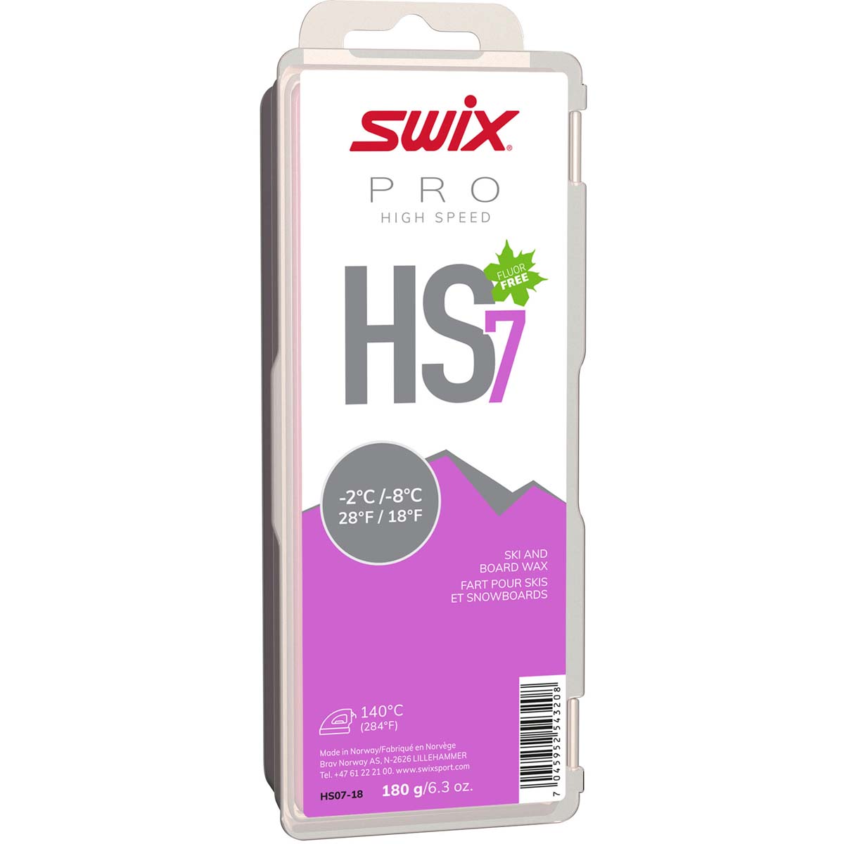 Skluzný vosk Swix High Speed, HS7 fialový,-2°C/-8°C,180g