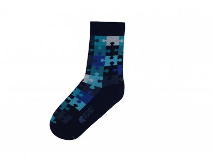 Barevné ponožky se stříbrem puzzle tmavě modré