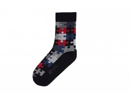 Barevné ponožky se stříbrem puzzle tmavé