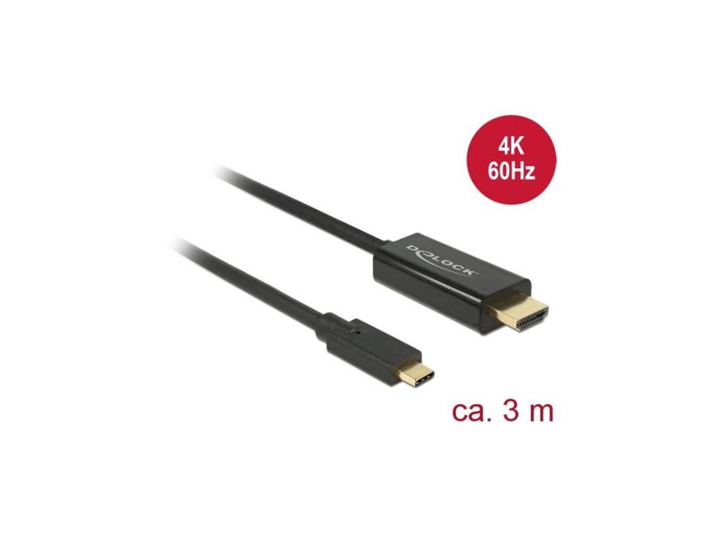Delock Kabel USB Type C samec HDMI samec DP Alt Mod 4K 60 Hz 3 m erny USB C.cz